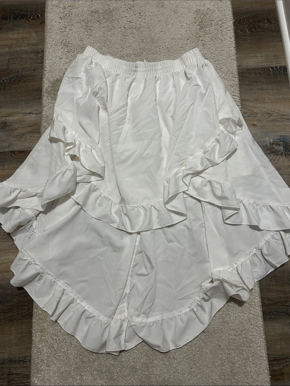 SHEIN White High-Low Ruffle Skirt